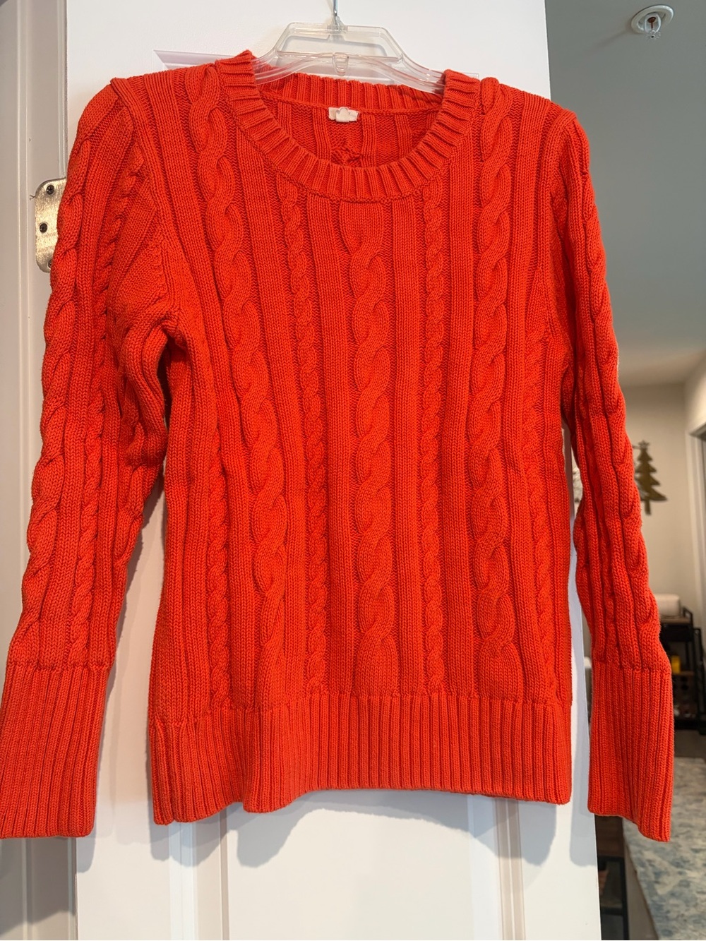 J. Crew Cable Knit Crewneck Sweater - Bright Red